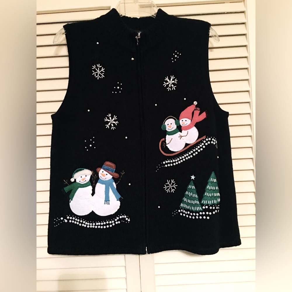 Christmas Snowmen Zippered Vest